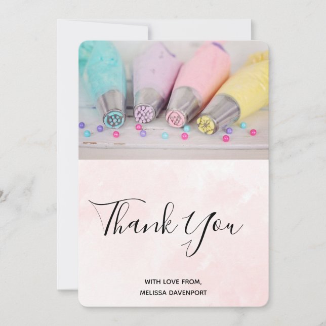Pastel Coloured Cake Decorating Tools Thank You Card (Front)