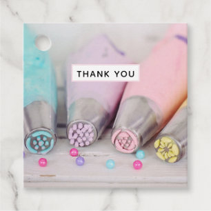 Pastel Coloured Cake Decorating Tools Thank You Favour Tags