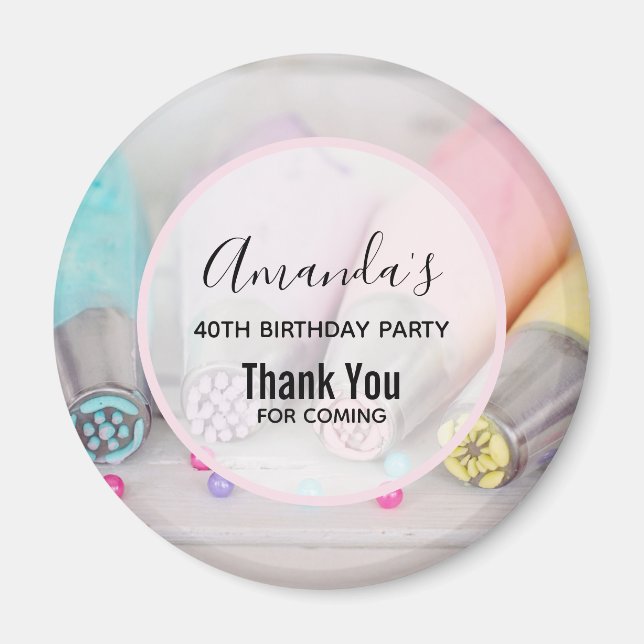 Pastel Coloured Cake Decorating Tools Thank You Magnet (Front)