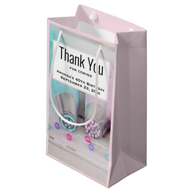 Pastel Coloured Cake Decorating Tools Thank You Small Gift Bag (Front Angled)