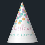 Pastel Coloured Confetti | Kids Birthday Party Hat<br><div class="desc">Pastel Coloured Confetti | Kids Birthday Party by partily. Colourful pastel pink,  orange,  blue and purple confetti on a white background.</div>