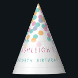Pastel Coloured Confetti | Kids Birthday Party Party Hat<br><div class="desc">Pastel Coloured Confetti | Kids Birthday Party by partily. Colourful pastel pink,  orange,  blue and purple confetti on a white background.</div>