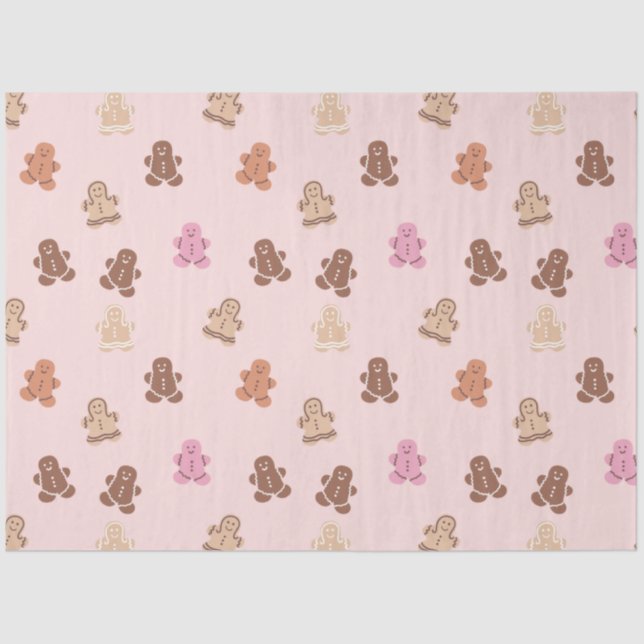Pastel Coloured Gingerbread Men Christmas Tissue Paper (Front)