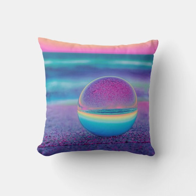 Pastel Coloured Marble Reflecting an Ocean Sunset Cushion (Front)