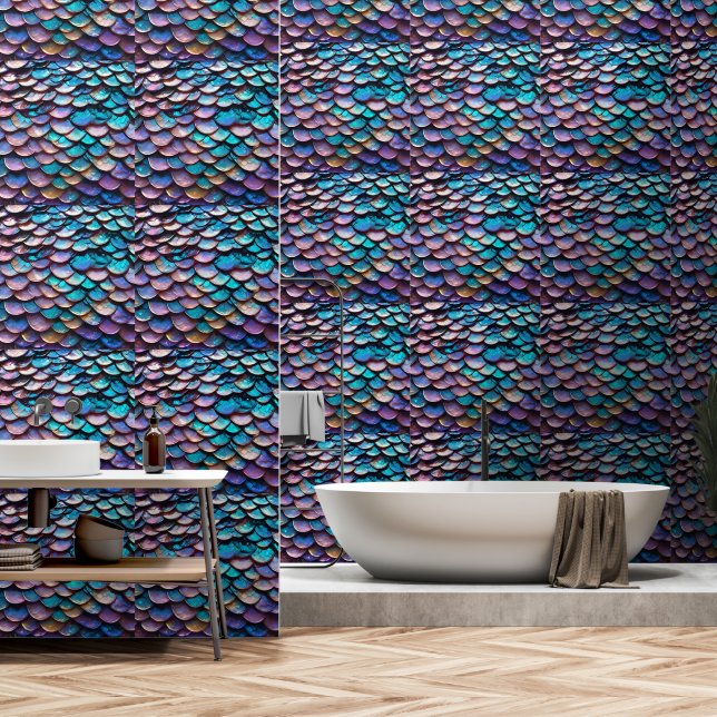 Pastel Coloured Mermaid Scales, Wallpaper (Bathroom)