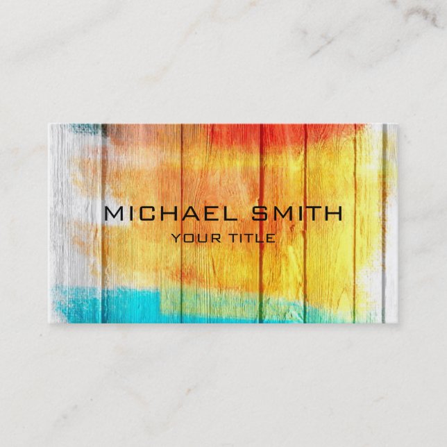Pastel Coloured on Wood #4 Business Card (Front)