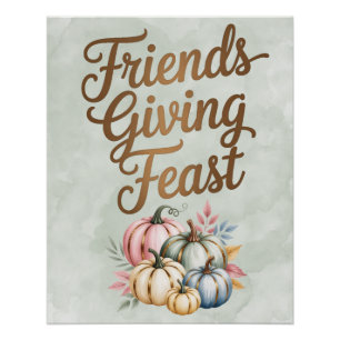 Pastel Coloured Pumpkins Friendsgiving Feast Poster