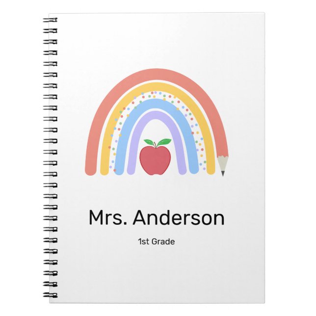 Pastel Coloured Rainbow Teacher Notebook (Front)