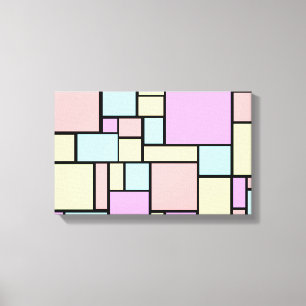 Pastel coloured rectangle design wrapped canvas