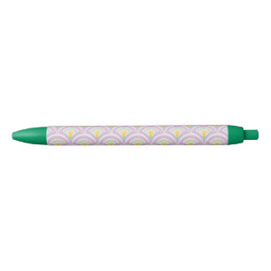 Pastel coloured shell pattern black ink pen