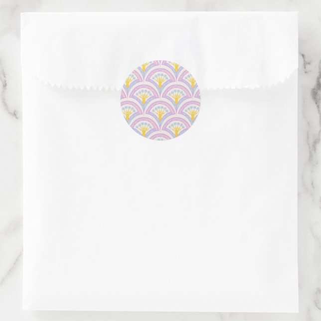 Pastel coloured shell pattern classic round sticker (Bag)