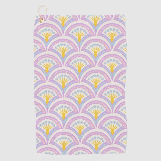 Pastel coloured shell pattern golf towel (Front)