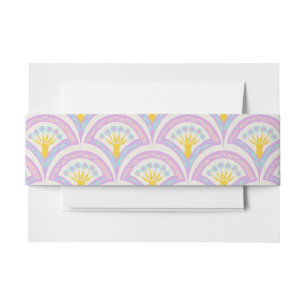 Pastel coloured shell pattern invitation belly band