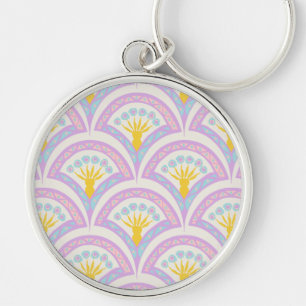 Pastel coloured shell pattern key ring