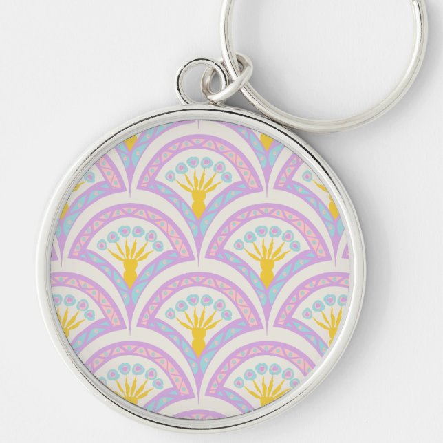 Pastel coloured shell pattern key ring (Front)