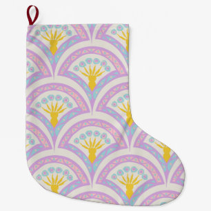 Pastel coloured shell pattern large christmas stocking