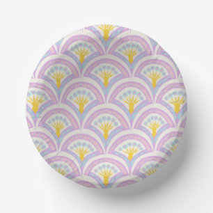 Pastel coloured shell pattern paper plate