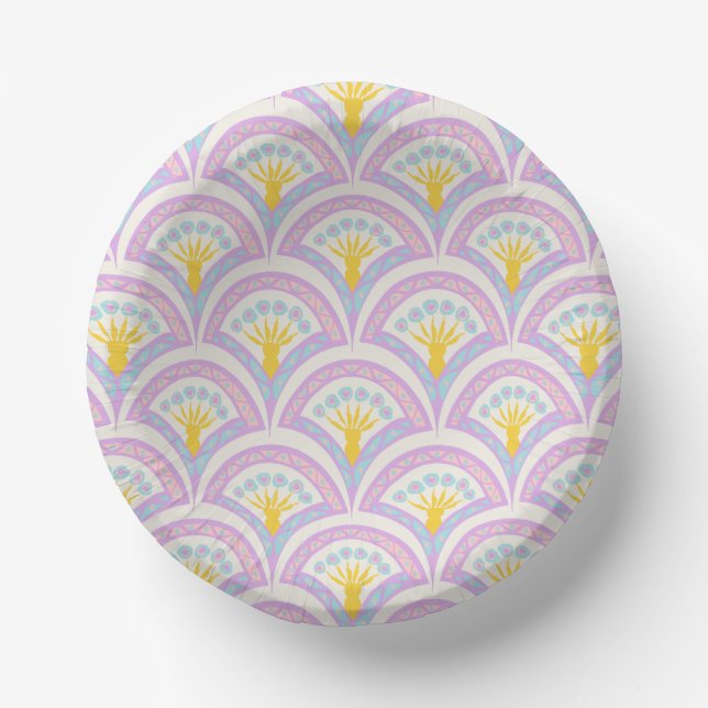 Pastel coloured shell pattern paper plate (Front)