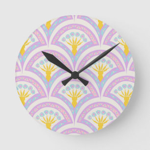 Pastel coloured shell pattern round clock