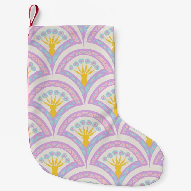 Pastel coloured shell pattern small christmas stocking (Front)