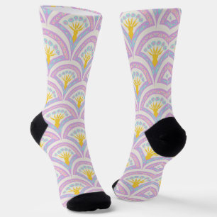 Pastel coloured shell pattern socks