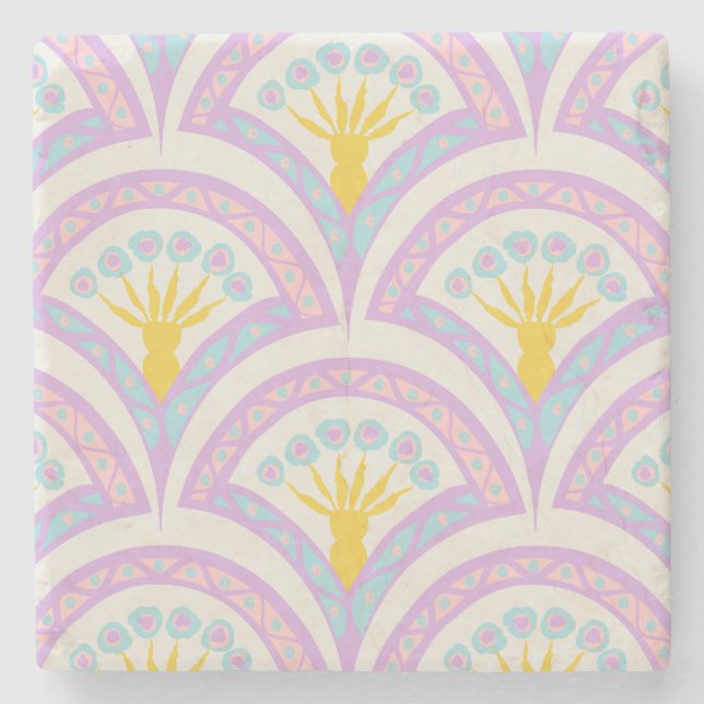 Pastel coloured shell pattern stone coaster (Front)