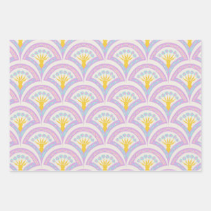 Pastel coloured shell pattern wrapping paper sheet