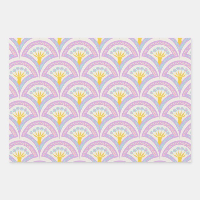 Pastel coloured shell pattern wrapping paper sheet (Front)