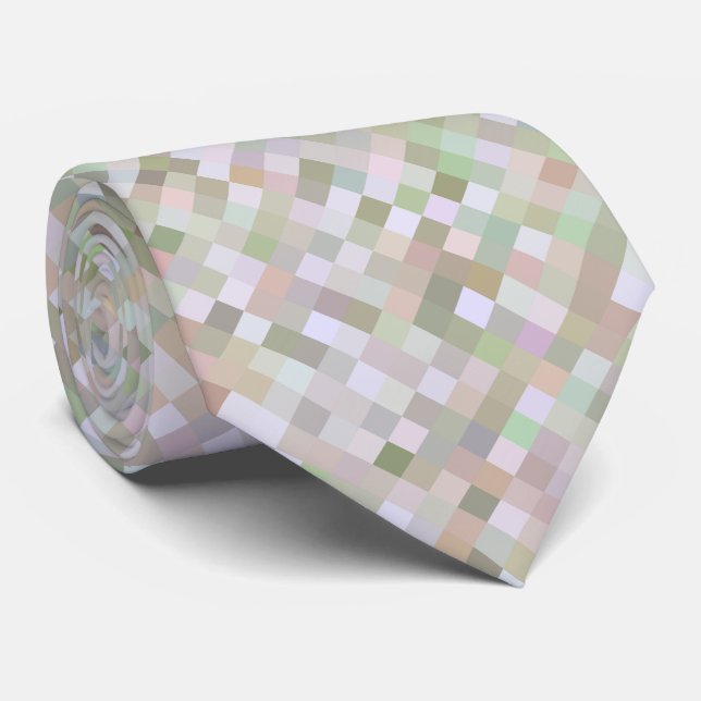 Pastel Coloured Squares Tie (Rolled)