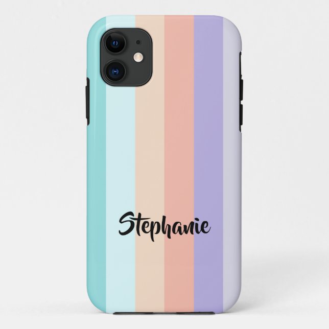 Pastel Coloured Stripes Modern Trendy  Case-Mate iPhone Case (Back)