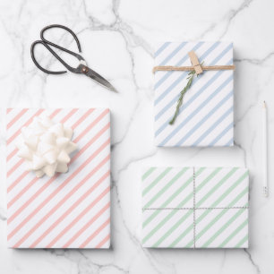 Pastel Coloured Stripes Wrapping Paper Sheets