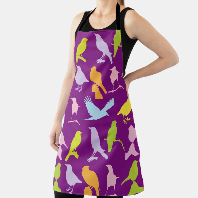 Pastel Coloured Variety of Birds Pattern Apron (Insitu)