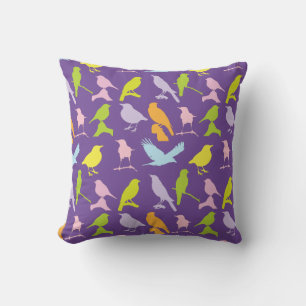 Pastel Coloured Variety of Birds Pattern Cushion