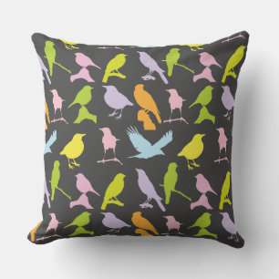 Pastel Coloured Variety of Birds Pattern Cushion
