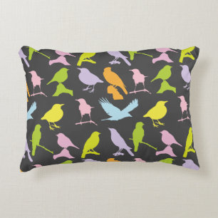 Pastel Coloured Variety of Birds Pattern Decorative Cushion