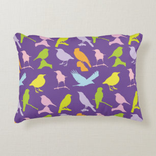 Pastel Coloured Variety of Birds Pattern Decorative Cushion