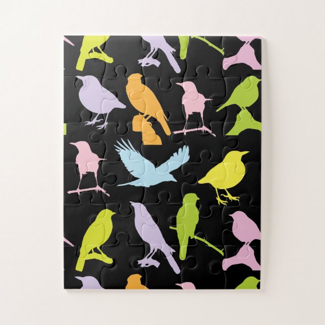 Pastel Coloured Variety of Birds Pattern Jigsaw Puzzle (Vertical)