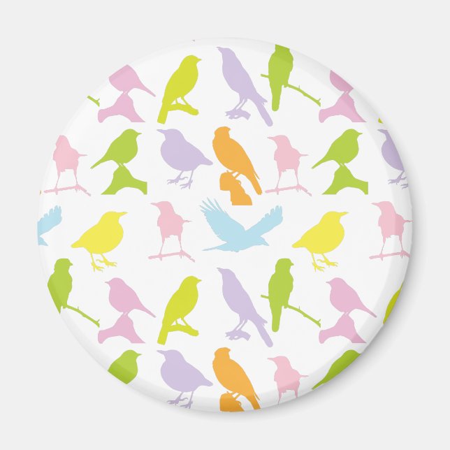 Pastel Coloured Variety of Birds Pattern Magnet (Front)