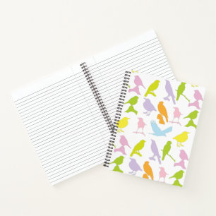 Pastel Coloured Variety of Birds Pattern Notebook