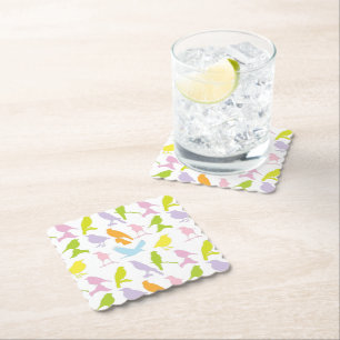 Pastel Coloured Variety of Birds Pattern Paper Coaster