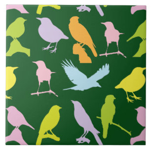 Pastel Coloured Variety of Birds Pattern Tile