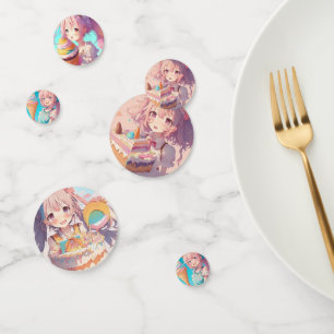 Pastel Colourful Anime Girl Birthday Confetti
