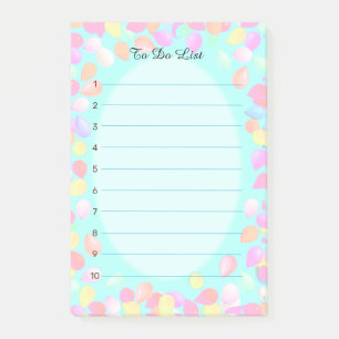 Pastel colourful balloons on turquoise To Do List Post-it Notes