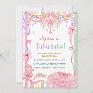 Pastel Colourful Fancy Tutu Birthday Invitation