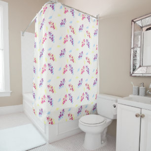 Pastel Colourful Flowers Seamless Pattern Shower Curtain