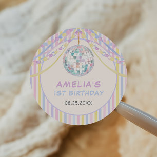 Pastel Colourful Girl Birthday Party Classic Round Sticker