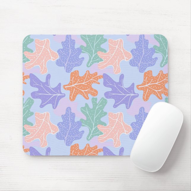 Pastel colourful maple leaf pattern mouse pad (With Mouse)