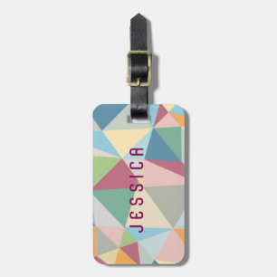 Pastel Colourful Modern Abstract Geometric Pattern Luggage Tag