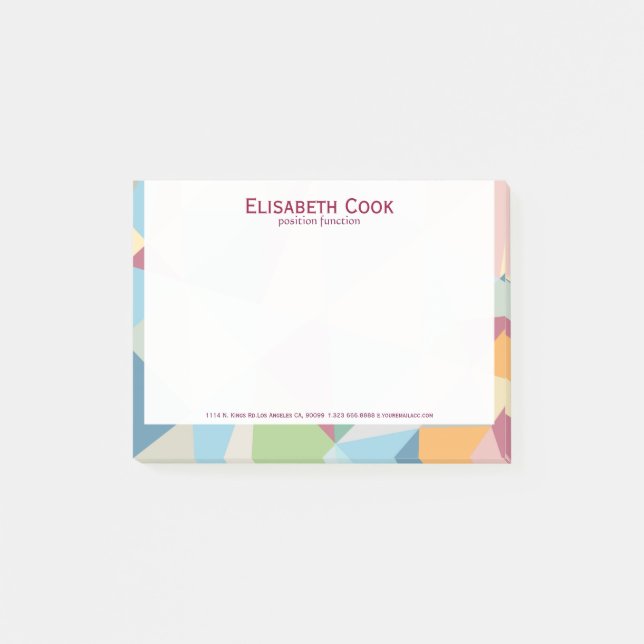 Pastel Colourful Modern Abstract Geometric Pattern Post-it Notes (Front)