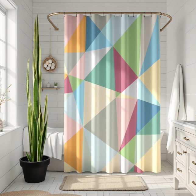 Pastel Colourful Modern Abstract Geometric Pattern Shower Curtain (Creator Uploaded)